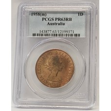 AUSTRALIA 1958 . ONE 1 PENNY . PROOF